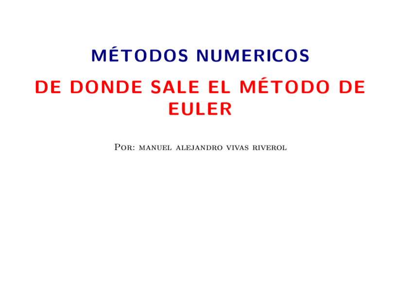 De Donde Sale el Metodo de Euler