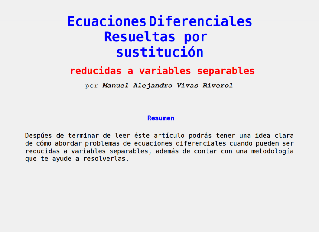 Ecuaciones Diferenciales Resueltas por Sustitución